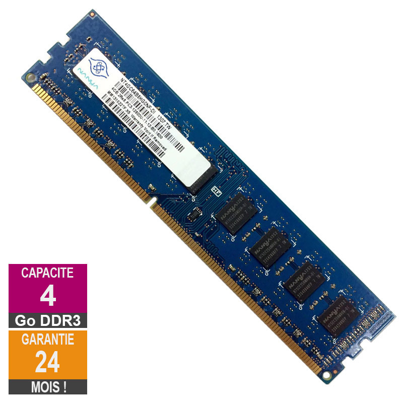 Barrette Mémoire 4Go RAM DDR3 Nanya NT4GC64B8HG0NF-DI PC3-12800U 1600MHz  2Rx8