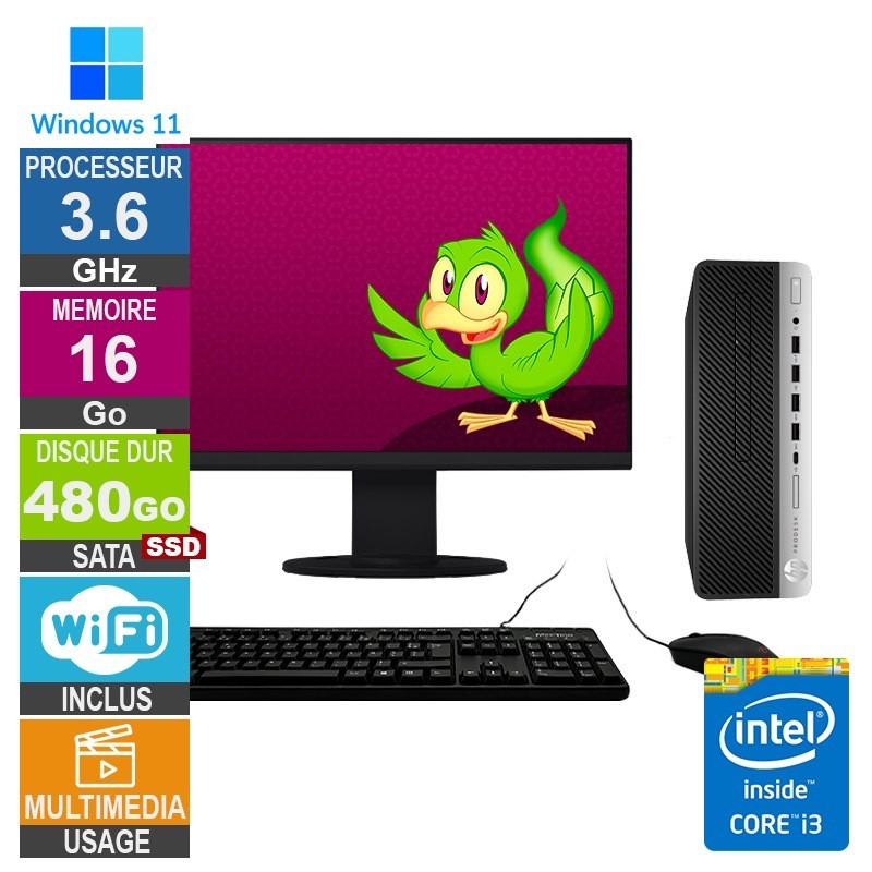 PC HP ProDesk 600 G4 SFF reconditionné - Intel Core i3-8100 - 16Go