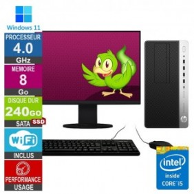 HP 600 G4 MT i5-8400 4GHz 8Go/240Go SSD Wifi W11 + Ecran 19