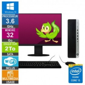 HP 800 G3 SFF i5-6500 3.60GHz 32Go/2To Wifi W10 + Ecran 19