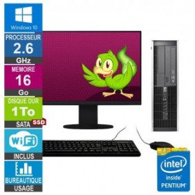 HP Elite 8300 SFF G620 2.60GHz 16Go/1To SSD Wifi W10 + Ecran 19