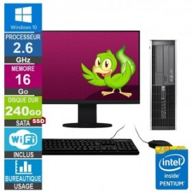 HP Elite 8300 SFF G620 2.60GHz 16Go/240Go SSD Wifi W10 + Ecran 27