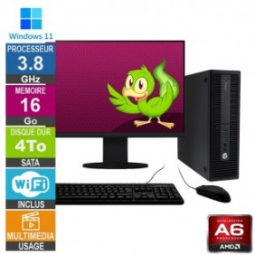 HP 705 G3 SFF A6-8570 3.80GHz 16Go/4To Wifi W11 + Ecran 20