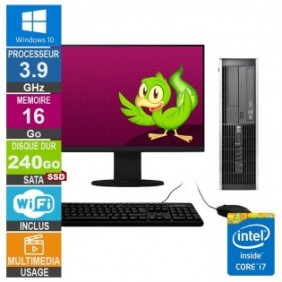 HP Elite 8300 SFF i7-3770 3.90GHz 16Go/240Go SSD Wifi W10 + Ecran 22