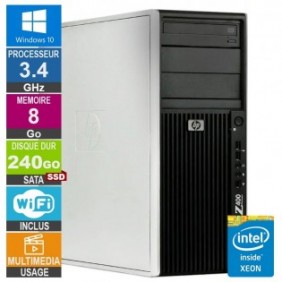 HP Z400 W3565 3.46GHz 8Go/240Go SSD Quadro 600 Wifi W10
