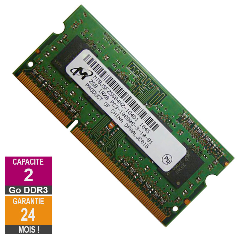 Barrette Mémoire 2Go RAM DDR3 Micron MT8JSF25664HZ-1G4D1 SO-DIMM