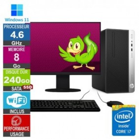 HP ProDesk 400 G5 MT i7-8700 4.60GHz 8Go/240Go SSD Wifi W11 + Ecran 19