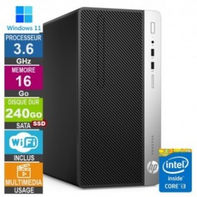 HP ProDesk 400 G5 MT i3-8100 3.60GHz 16Go/240Go SSD Wifi W11