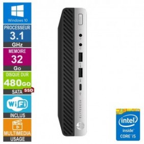 HP 800 G3 Mini i5-6500T 3.10GHz 32Go/480Go SSD Wifi W10