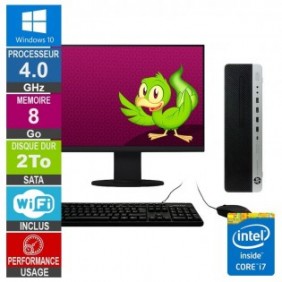 HP 800 G3 SFF i7-6700 4GHz 8Go/2To Wifi W10 + Ecran 20