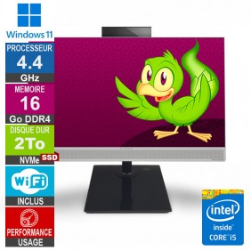 HP 800 G5 AIO i5-9500 4.40GHz 16Go/2To SSD Wifi W11 - PIED VESA - Clavier et Souris sans fil