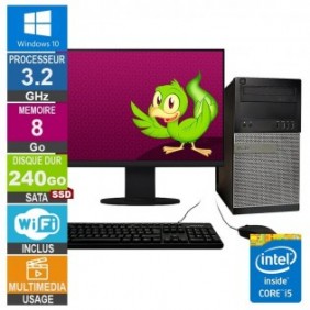 Dell 7010 MT i5-3330 3.20GHz 8Go/240Go SSD Wifi W10 + Ecran 20