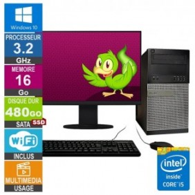 Dell 7010 MT i5-3330 3.20GHz 16Go/480Go SSD Wifi W10 + Ecran 20