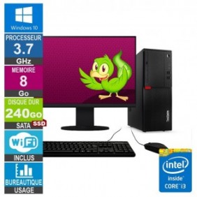 Lenovo M710T i3-6100 3.70GHz 8Go/240Go SSD Wifi W10 + Ecran 20