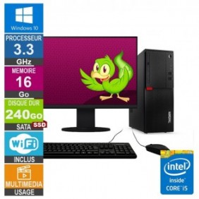 Lenovo M710T i5-6400 3.30GHz 16Go/240Go SSD Wifi W10 + Ecran 20