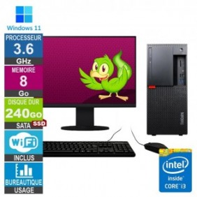 Lenovo M920t i3-8100 3.60GHz 8Go/240Go SSD Wifi W11 + Ecran 19