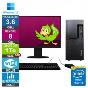 Lenovo M920t i3-8100 3.60GHz 8Go/1To SSD Wifi W11 + Ecran 19