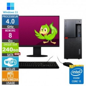 Lenovo M920t i5-8400 4GHz 8Go/240Go SSD Wifi W11 + Ecran 19