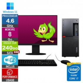 Lenovo M920t i7-8700 4.60GHz 8Go/240Go SSD Wifi W11 + Ecran 19