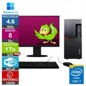 Lenovo M920t i7-8700 4.60GHz 8Go/1To SSD Wifi W11 + Ecran 19