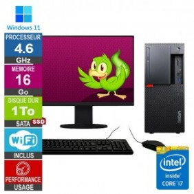 Lenovo M920t i7-8700 4.60GHz 16Go/1To SSD Wifi W11 + Ecran 19