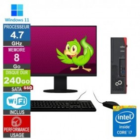 Fujitsu D738/E94+ DTL i7-9700 4.70GHz 8Go/240Go SSD Wifi W11 + Ecran 19