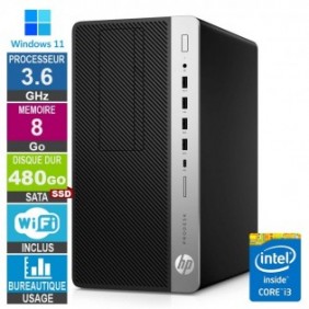 HP 600 G4 MT i3-8100 3.60GHz 8Go/480Go SSD Wifi W11