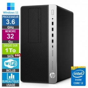 HP 600 G4 MT i3-8100 3.60GHz 32Go/1To SSD Wifi W11