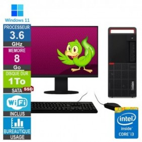 Lenovo M920t i3-8100 3.60GHz 8Go/1To SSD Wifi W11 + Ecran 19