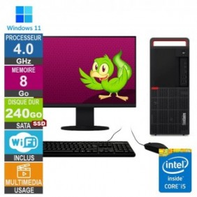 Lenovo M920t i5-8400 4GHz 8Go/240Go SSD Wifi W11 + Ecran 19