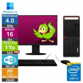 Lenovo M920t i5-8400 4GHz 16Go/1To SSD Wifi W11 + Ecran 19