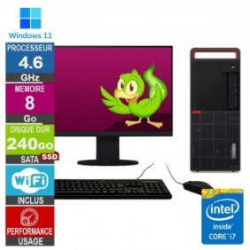 Lenovo M920t i7-8700 4.60GHz 8Go/240Go SSD Wifi W11 + Ecran 19