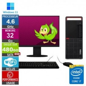 Lenovo M920t i7-8700 4.60GHz 32Go/480Go SSD Wifi W11 + Ecran 19