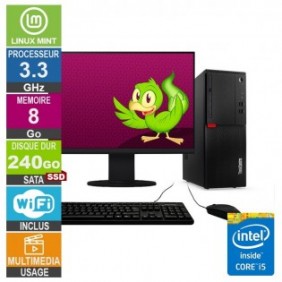 Lenovo M710T i5-6400 3.30GHz 8Go/240Go SSD Wifi LINUX MINT + Ecran 20