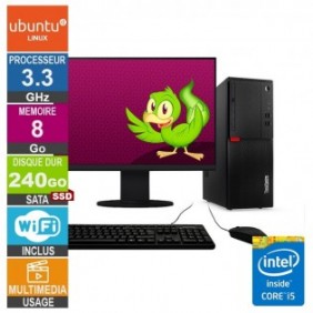 Lenovo M710T i5-6400 3.30GHz 8Go/240Go SSD Wifi Linux UBUNTU + Ecran 20