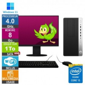 HP ProDesk 600 G5 MT i5-8400 4GHz 8Go/1To SSD Wifi W11 + Ecran 20