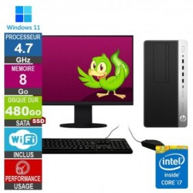 HP ProDesk 600 G5 MT i7-9700 4.70GHz 8Go/480Go SSD Wifi W11 + Ecran 20