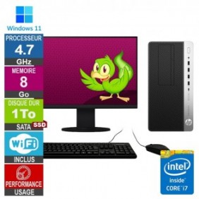 HP ProDesk 600 G5 MT i7-9700 4.70GHz 8Go/1To SSD Wifi W11 + Ecran 20