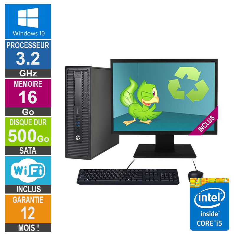 Pc Hp 800 G1 Sff Core I5 4570 3 20ghz 16gb 500gb Wifi W10 Ecran 24