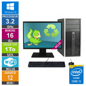 PC HP Pro 6300 MT Core i5-3470 3.20GHz 16Go/1To Wifi W10 + Ecran 20